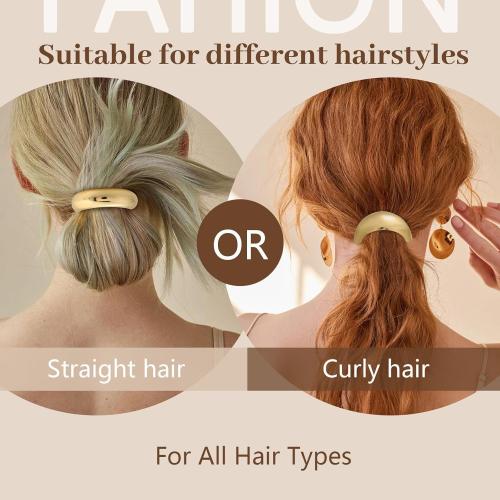3PCS Gold Hair Ties, Metal Hair Ties for Thick Hair, Elegant Durable Geometric Design, Gold Hair Accessories Stretchy and Non-Damage Ponytail Cuff Holders, 3 Styles in Box Holiday Gifts