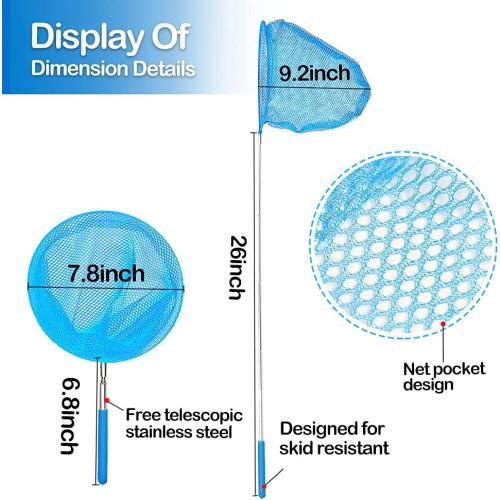 Skrtuan Kids Telescopic Butterfly Fishing Nets Great for Catching Insect Net Perfect Outdoor Tools for Catching Bugs Fish Insect Ladybird, Extendable 34 Inches and Anti Slip Grip (5 Pack)