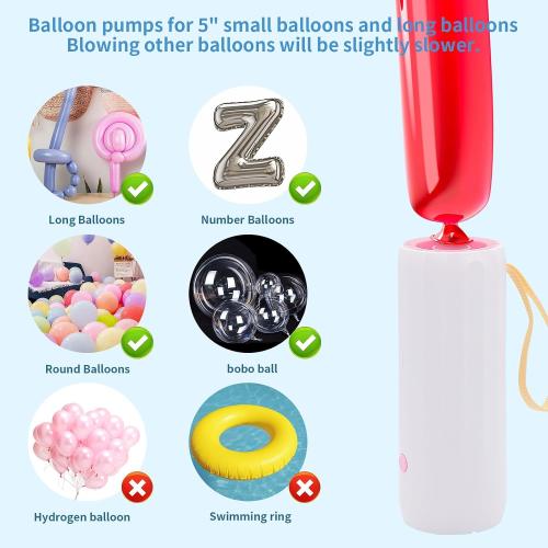 3T6B Balloon Pump Electric Air Pump for Balloons Portable Balloon Inflators Blower Machine for Birthday Party Balloon Decorations for Long Animal Twisty Curly Balloon, Foil Balloons(12V 18W)
