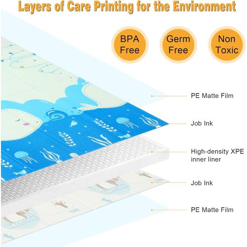 Baby Play Mat, 80x72 Inch Play Mat Perfect for Use Baby Playpen, Extra Large Crawling Mat with Cartoon Animal Pattern, Thick Foam Play Mat Portable Baby Floor Mat for Infant Toddler Giraffe