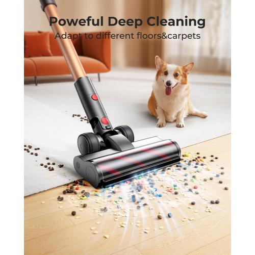 Cordless Vacuum Cleaner 550W/45Kpa, Stick Vacuum Cleaners 60 Mins Max Runtime with Charging Dock, Self-Standing Handheld Vacuum with Touch Display, 6-in-1 Vacuum Cleaner for Carpet/Hard Floor/Pet Hair