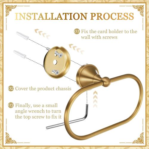 Antique Brass Bathroom Accessories Set, 2 Pcs Solid Brass Toilet Paper Holder and Oval Towel Ring, Wall Mounted Vintage Bath Hardware Kit for Rustic Farmhouse Decor(Oval Ring Straight Bar)