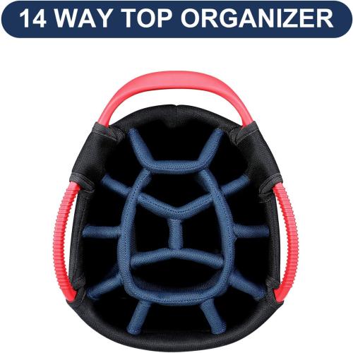 Golf Cart Bag 14 Dividers Top Clubs Organizer Lightweight with Cooler Pouch, Dust Cover and Backpack Strap