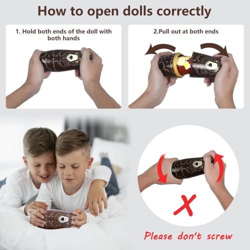 Conzy Russian Nesting Dolls for Kids, Stacking Wooden Handmade Matryoshka Dolls, 5 Piece Cute Cartoon Animal Pattern, Great Toy Gift for Girls Boys' Birthday or Home Decoration (Brown)