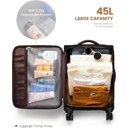 LOVEVOOK Carry On Luggage 22x14x9 Airline Approved, 20 Inch Softside Suitcases with Wheels, Lightweight Spinner Carry on Suitcase with TSA Lock, Water-Resistant Large Capacity Luggage for Travel