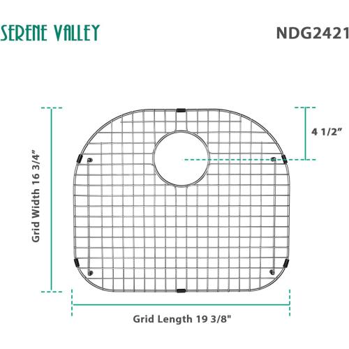 Serene Valley Sink Protector and Kitchen Sink Bottom Grid NDG2421, 304 Premium Stainless Steel, dim 19 3/8 x 16 3/4