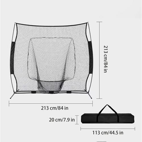 7'×7' Baseball Softball Practice Net with Strike Zone and Carry Bag, Batting Tee, Baseball Backstop Practice Net for Pitching Batting Catching for All Skill Levels