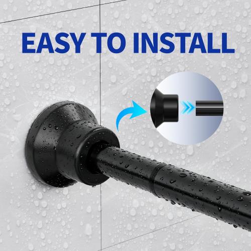 Chrsouly Shower Curtain Rod, 31-76 Inch Adjustable Tension Shower Rod, 1 Diameter Heavy Duty Rust-proof Tension Curtain Rods for Bathroom, Non Slip, No Drill, Black