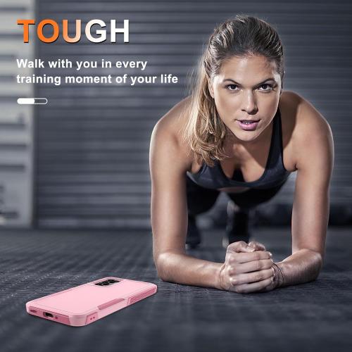 RMOCR Case for Samsung Galaxy A16 5G, Full Body Heavy Duty Rugged Shockproof Protective Phone Cover with Lanyard Strap, Tempered Glass Screen Protector and Camera Lens Cover, Cute Pink