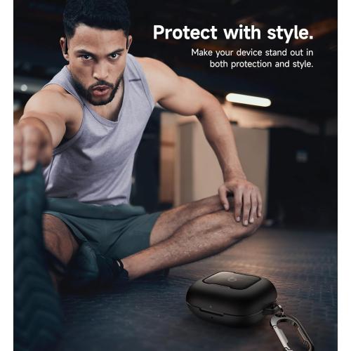 SURITCH for Beats Powerbeats Pro 2 Case Cover, Magnetic Locking Cases for Beats Powerbeats Pro 2 2025, Shockproof Bumper Protective Covers with Carabiner & Keyring & Cleaner Kit, Black