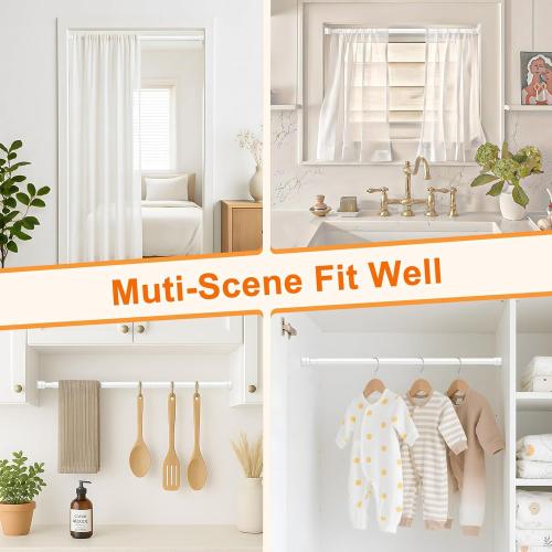 Tension Curtain Rod 26 to 48 Inch Adjustable Tension Rods 6 Pack Expandable Spring Tension Rod White No Drilling for Closet Kitchen Cupboard Wardrobe Door Bookshelf DIY Projects