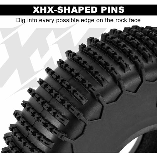 INJORA 1.9 XHX Pin Tires - S5 122 * 36mm Wheel Tires for SCX10 TRX4 1/10 RC Crawler Car Upgrade