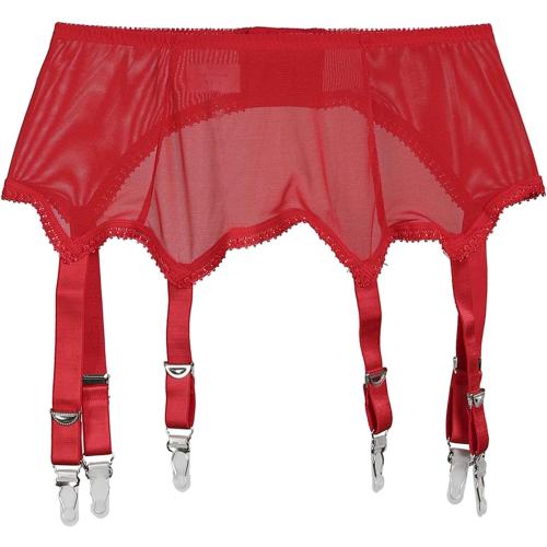 Size XXL Women's Mesh Garter Belt High Waist Suspender Belt with Six Metal Clips for Women‘s Stockings/Lingerie