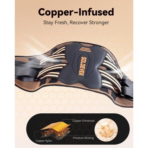 Copper-Infused Back Brace for Men Lower Back Pain Relief [Medical-Grade & Stronger Support] Lumbar Support Belt with Support System for Women - Back Support Brace for Heavy Lifting and Work