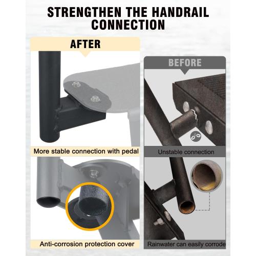 Boat Trailer Steps, Heavy-Duty Trailer Tongue Steps with Safety Grab Handle, Fits 3 x 3 & 3 x 5, 450lbs Capacity (4 Step, Standard Tread)