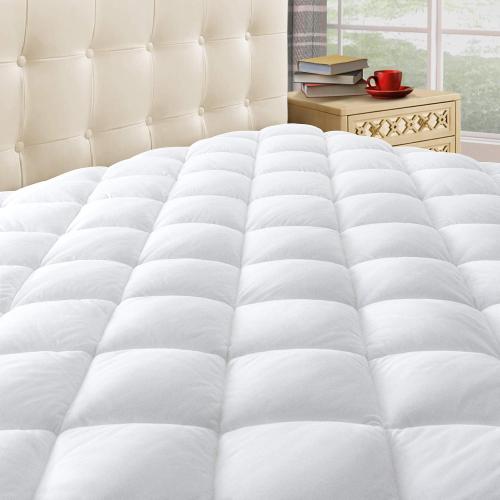 Taupiri King Quilted Mattress Pad Cover with Deep Pocket (8-21), White | Fitted Soft Pillow Top Bed Topper, Down Alternative Cooling Mattress Protector