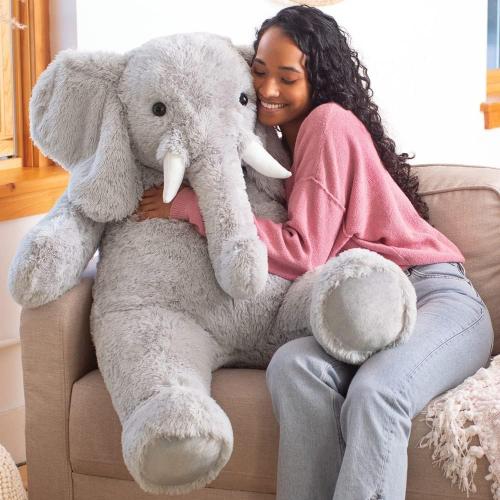 Vermont Teddy Bear Giant Elephant Stuffed Animal – 4 Foot Big Stuffed Elephant Plush from Giant Cuddle Collection Collectible Plushie for All Ages – Finished in The USA