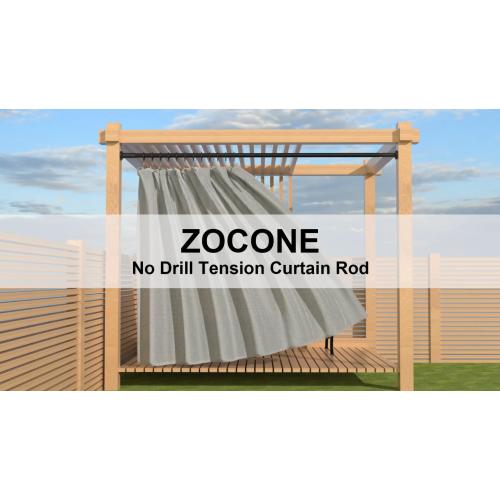 ZOCONE Long Tension Curtain Rod No Drilling, Adjustable 51-168 Inch, White | 1.26 Diameter Heavy Duty Tension Rod, Rust-Proof, Tool-Free, Renter Friendly for Bathroom Window Room Divider Outdoor Patio