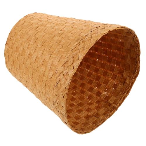 Color Brown Elegant Bamboo Woven Rattan Trash Can Kitchen Waste Basket Basket Home Storage Bins Litter Waste Can