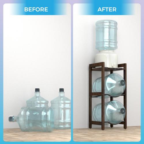 Natural Wood 5 Gallon Water Dispenser Stand - 31H, 3-Tier Jug Holder with Top Shelf