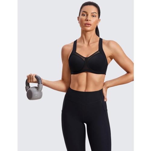 Size 34D SYROKAN High Impact Sports Bras for Women High Support Unlined Underwire Racerback No Uniboob Workout Bra