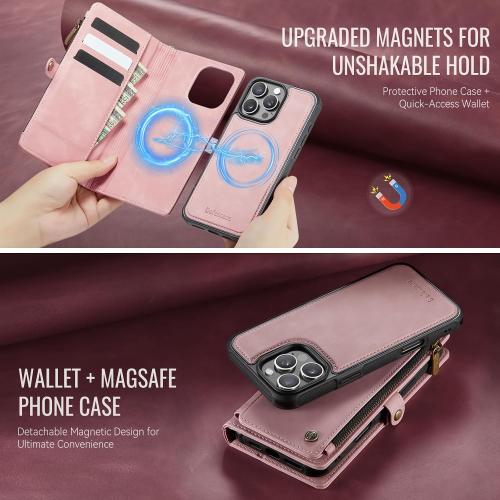 Defencase for iPhone 16 Pro Max Case Wallet Compatible with Magsafe, Pink
