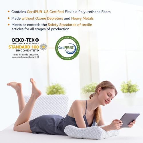 Hcore Contour Memory Foam Pillow for Neck Pain - Gel Foam Neck Pillow for Sleeping - Firm Pillow for Side Sleepers - Tencel Cover - Ventilated Breathable Foam - CertiPUR-US