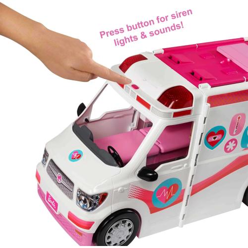 ​​​Barbie Playset with 20  Accessories, Emergency Vehi​​cle Transforms into 2  Foot Hospital with Lights and Sounds, Care Clinic​​​​​​​​