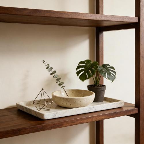 Large Decorative Marble Bowl, 7.87 inches,Natural Stone Round Bowl for Home  (beige)