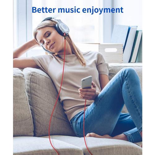 JSAUX Apple MFi Certified Lightning to 3.5mm Audio Cable 6FT, AUX Cord for iPhone Headphones Jack Compatible with iPhone 14/14 Plus/14Pro/13/13 Pro Max/12/12 Pro/11 Pro/X/XS/XR/8/Car Stereo-Red