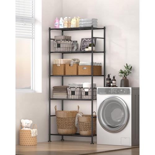Sakugi Storage Shelves - 5 Tier Shelf Organizer, Heavy Duty Garage Shelving Unit with Leveling Feet, Stable Metal Shelves Organizer for Pantry, Kitchen and Closet, 33.0 W x 12.6 D x 72.0 H, Black