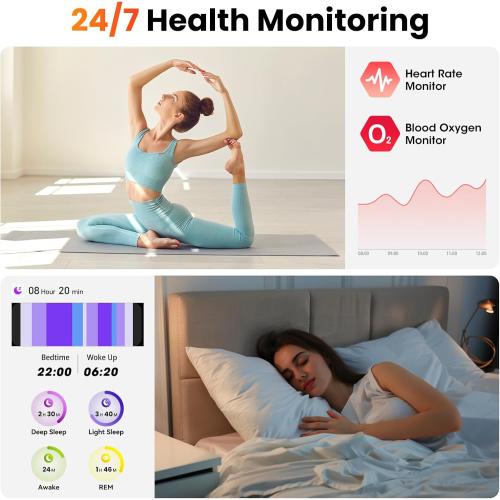 Hwagol Smart Watches for Women Android Phones iPhone Compatible(Bluetooth Call),1.39'' Round Fitness Tracker Heart Rate/SpO2/Sleep Monitor,100 Sport Modes Pedometer