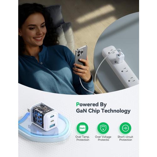 JOYROOM iPhone Charger Fast Charging, 3 Port 30W GaN USB C Charger Block, Portable Compact Type C Charging Block with Foldable Plug for iPhone17/16/15/14/13/12 Series, iPad, Galaxy and More