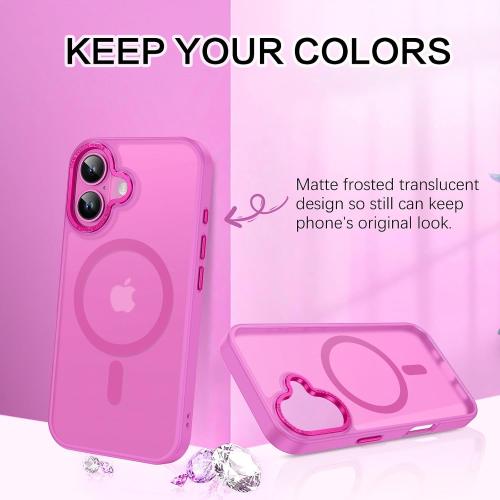 BENTOBEN Compatible with iPhone 16 Plus Case for Magnetic iPhone 16 Plus Phone Case [Compatible with Magsafe] Slim Translucent Matte Shockproof Bumper Drop Protection Girl Women Boy Cover, New Pink
