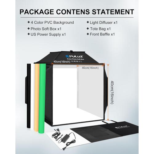 PULUZ Upgrade Light Box & Soft Box, 16x16 Professional Shooting Tent with 480 LED Lights Photo Studio Light Box Photography with 4 Color PVC Backdrops for Jewelry and Product Photography