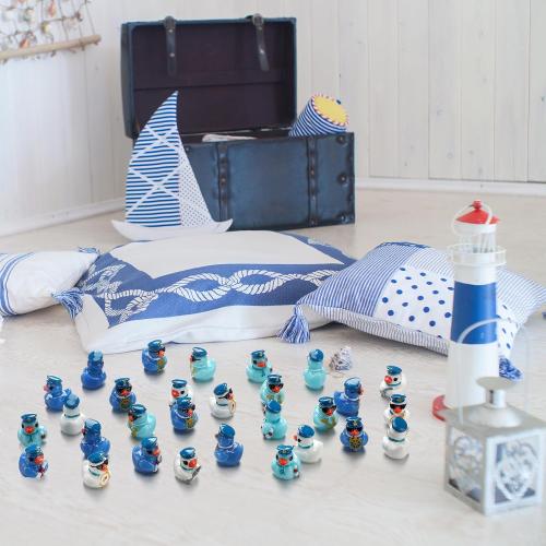 72 Pcs Mini Sailor Cruise Ducks Bulk for Hiding Tiny Resin Blue Cruise Ducks Miniature Sailor Duck Figurines for Ship Nautical Birthday Carnival Party Favors Gift Decoration