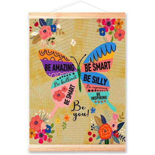 Littlefa Be Smart Be Amazing Posters Kids Positive Affirmations Posters for Classroom/School Counselor Office/Therapy Room, Mental Health Hanging Poster for Girls Room 16x12 In