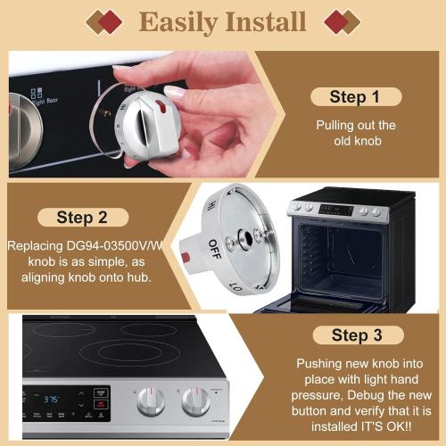DG94-03500a/z for Samsung knob, DG94-03500V DG94-03500W Knob for Samsung Electric Stove Oven Range Replacement, Compatible with NE63T8111SS/AA NE63T8311SS/AA NE63T8751SS/AA
