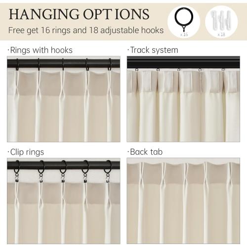 ‼️may have stains ‼️120 Inch Long Ivory Velvet Curtains Luxury Minimalist Pinch Pleated Light Blocking Thermal Drapes for Bedroom/Guest Room,Floor to Ceiling Curtain Panels with Rod Pocket and Hooks,2 Panels,10 FT