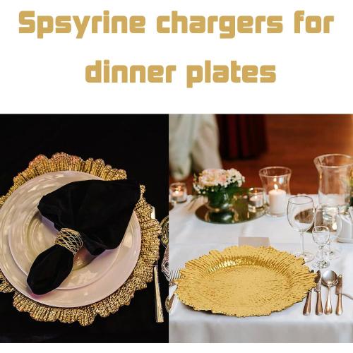 100 Pcs Charger Plates Bulk 13 Inch/Gold Charger Plate 13 in Round Matte Reef Plate Charger Ruffled Rim Dinner Charger Hollow out Flower Holde (100)