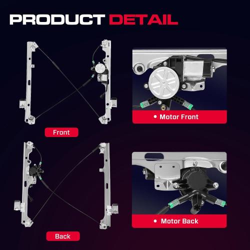 Front Driver Side Power Window Regulator with Motor (2 Pins) Fit for 2001-2006 Chevrolet Silverado 1500 3500, Avalanche Suburban GMC Sierra 1500 2500 3500 Yukon XL Cadillac Escalade, 741-644