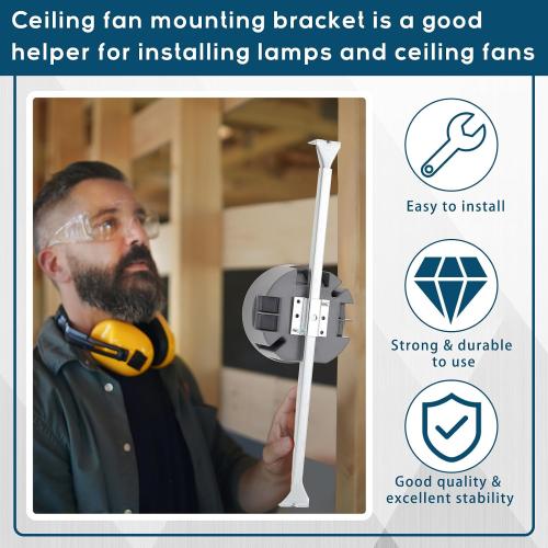 Therwen 2 Pcs Round Ceiling Electrical Box Fan Mounting Bracket, Gray