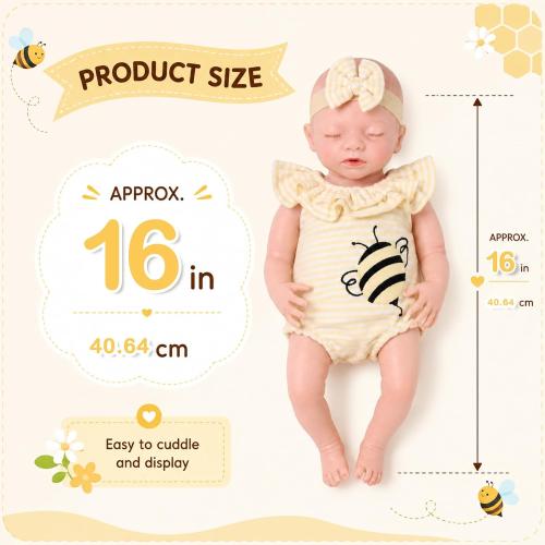 BABESIDE 16 Inch Silicone Baby Doll Weighted 4LB, Lifelike Newborn Dolls