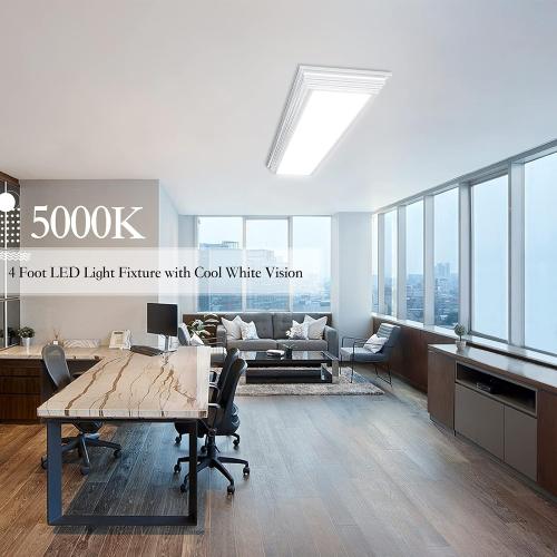 FAITHSAIL Dimmable 4FT LED Wraparound Light, Selectable 3 Color Temperature 3000K/4000K/5000K CCT 50W 5500LM 4 Foot Kitchen LED Light Fixture, Flush Mount 48 Inch Ceiling Lighting Fixture, 1 Pack