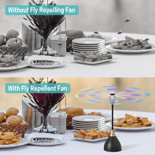 Fly Fans for Tables, Practical Fly Repellent Fan with Soft Blades, USB or Batteries Powered, Soundless and Portable Keeps Your Food Clean(4 Pack)