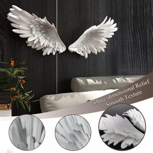 SUN RDPP Angel Wings Wall Decor, 3D Large White Angels Wings Wall Sculptures Art Decor, Angel Wings Statue Ornament for Wall Living Room Bedroom