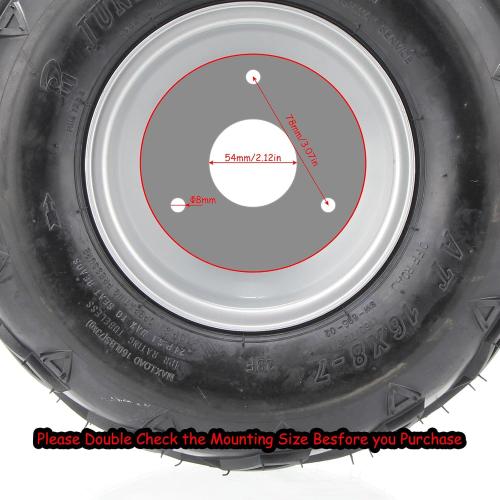 16x8-7 Go Kart Wheels, 16x8-7 Go Kart Tires with Wheels for Go Kart ATV UTV Quad 110cc 3 Bolts Set of 2 (Silver)