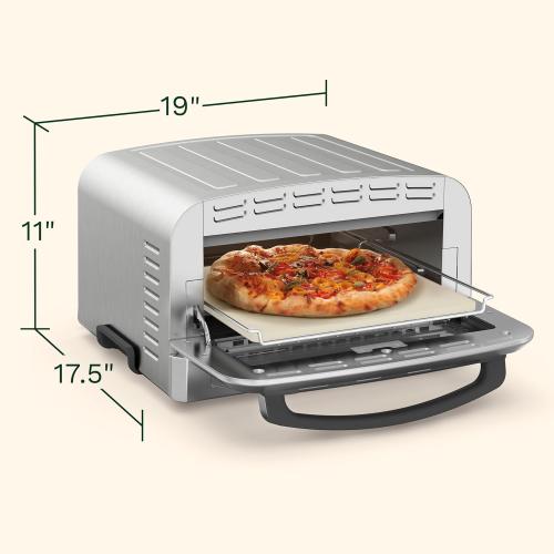 Cuisinart Indoor Pizza Oven, Bakes 12 Pizzas in Minutes, Countertop Electric Pizza Oven Heats up to 700°F, Large Viewing Window, Interior Light, Includes 12.5 Pizza Stone, CPZ-120, Stainless Steel