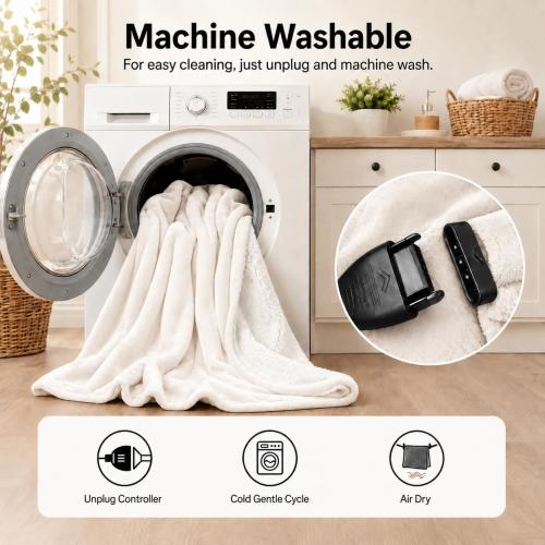Electric Heated Blanket King Size 90 x 100, Soft Flannel for Bed, Couples, 10 Heat Settings, 1-12H Auto Shut Off, Dual Zone Controls, Overheat Protection, Machine Washable, White