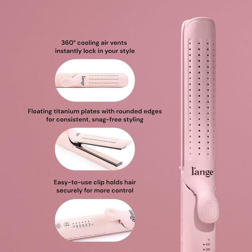 L'ANGE HAIR Le Duo Grande 360° Airflow Styler | 2-in-1 Curling Wand & Titanium Flat Iron Professional Hair Straightener and Curler with Cooling Air Vents to Lock in Style (Blush)